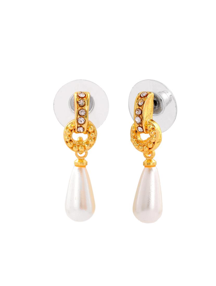 gold tone crown atef pearl drop earrings - 17327713 - Standard Image - 3