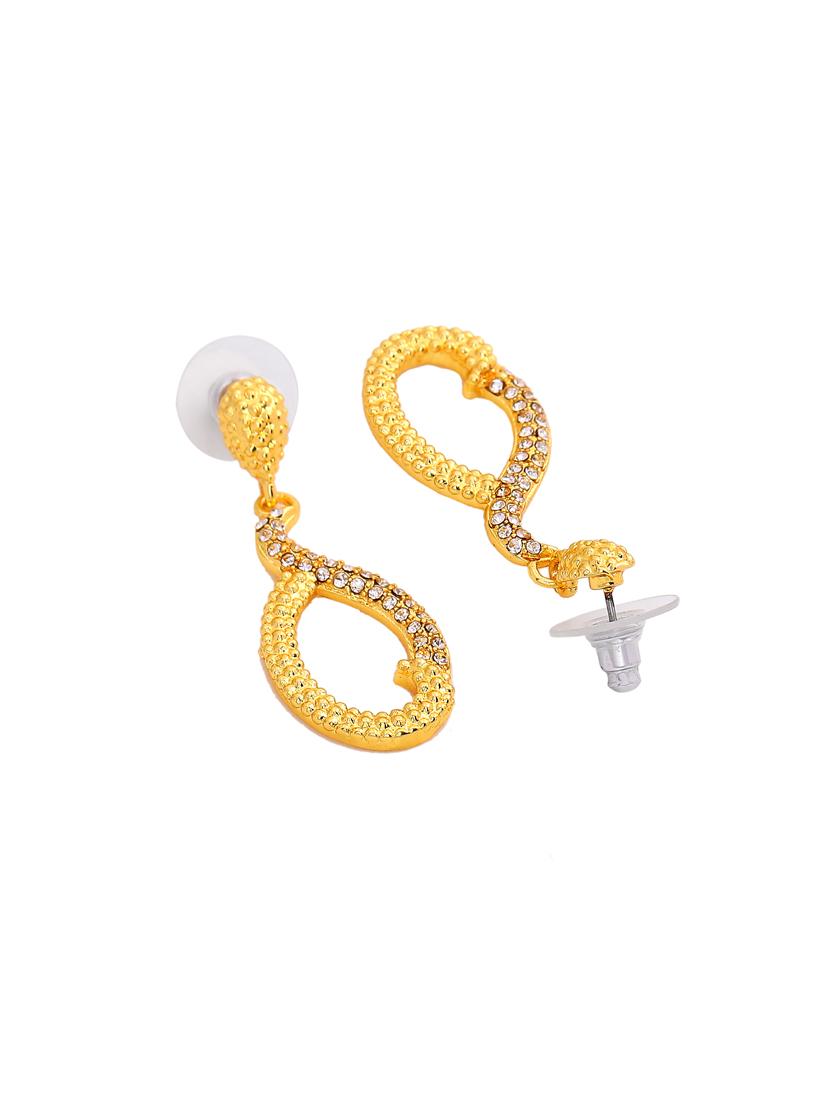 gold metal drop earring - 17327956 - Zoom Image - 3