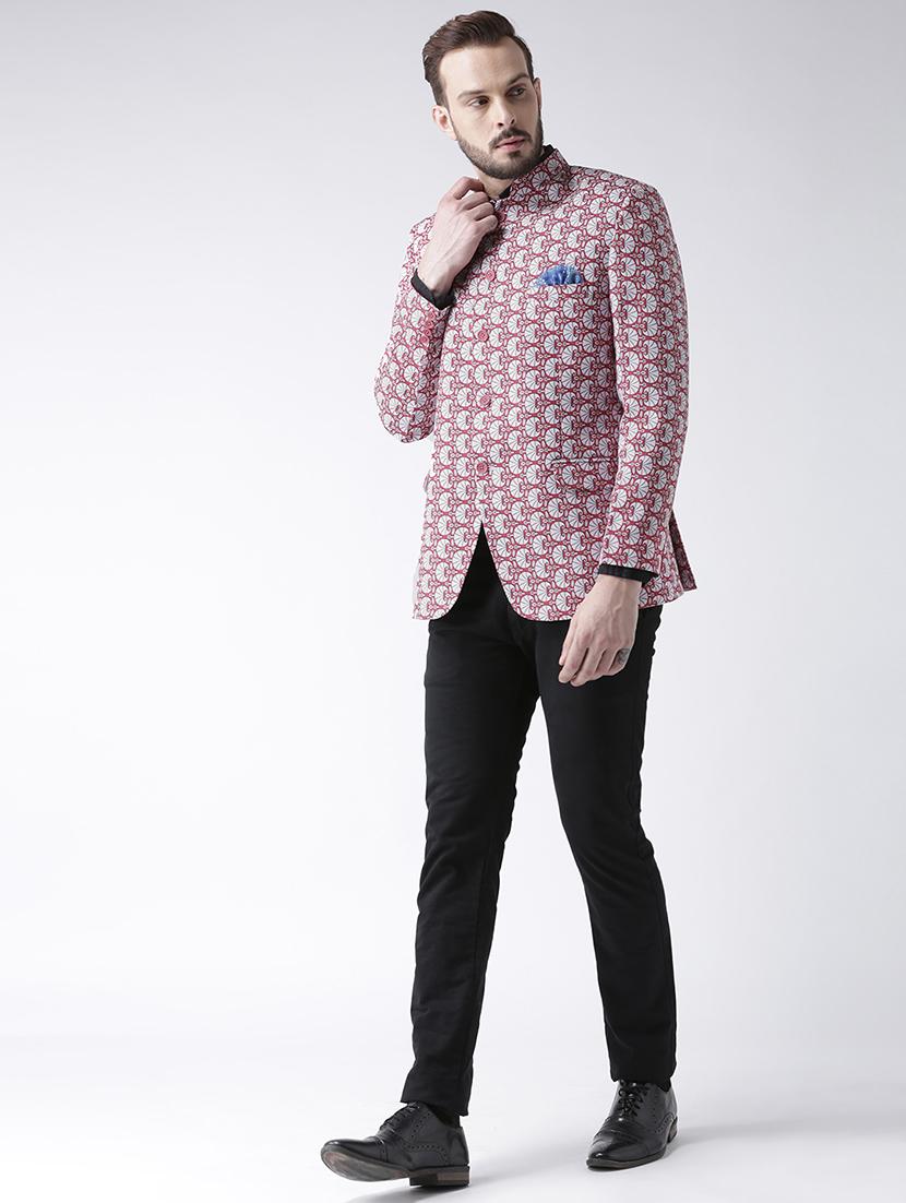 pink printed bandhgala casual blazer - 17351479 - Zoom Image - 3