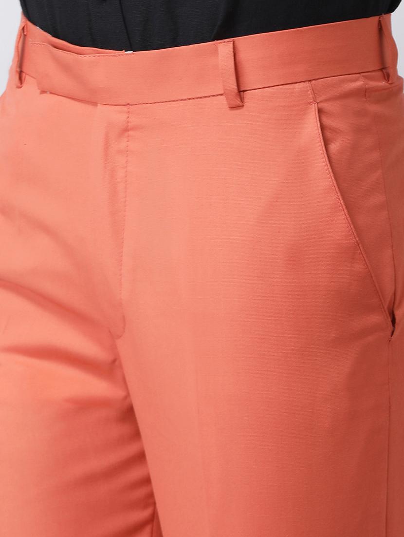 peach solid flat front formal trouser - 17351600 - Zoom Image - 4