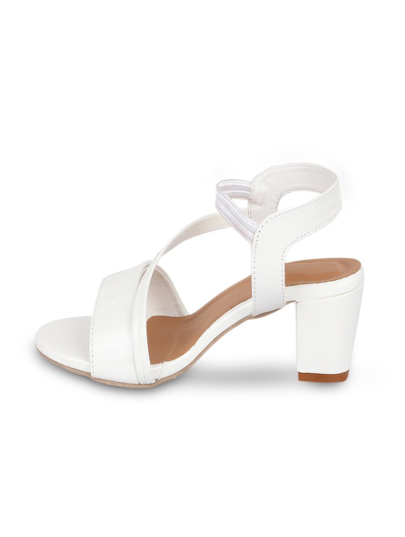 white leatherette back strap sandals - 17352969 - Standard Image - 2