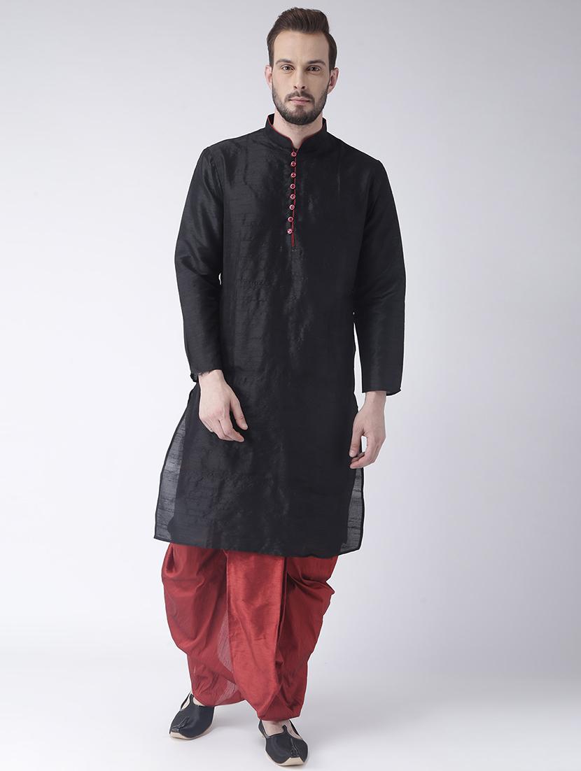 black solid dhoti kurta set with printed bandhgala jacket - 17356986 - Zoom Image - 3