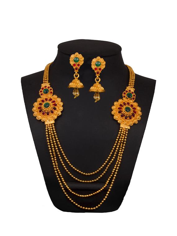 gold brass necklaces and earring - 17363902 - Zoom Image - 2