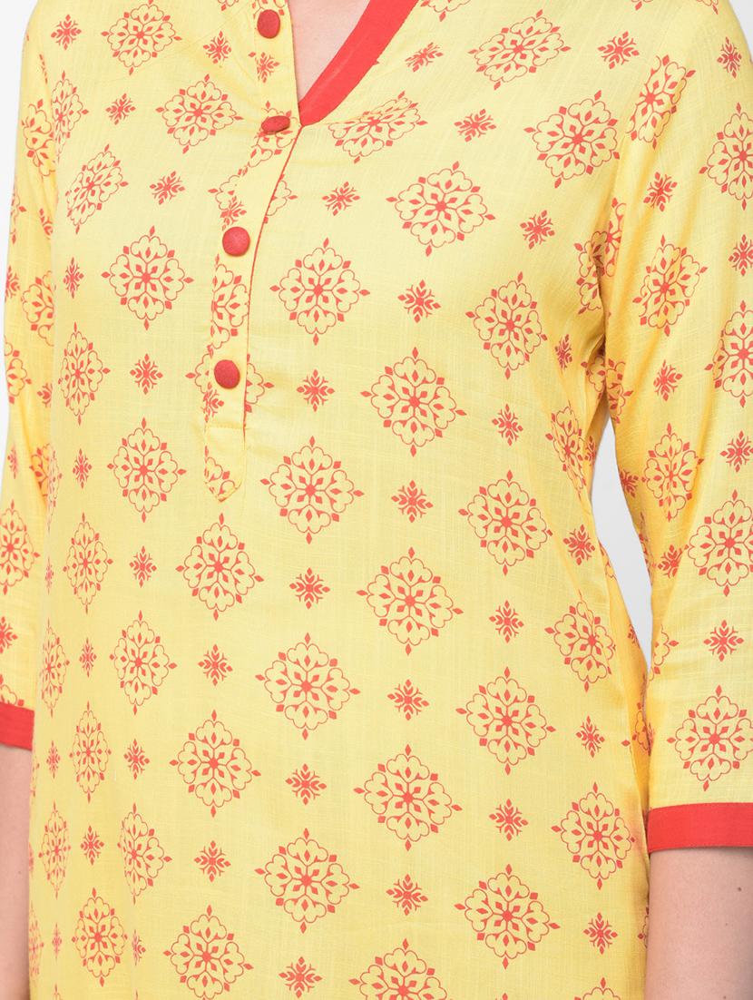 mandarin neck printed straight kurti - 17398496 - Zoom Image - 4