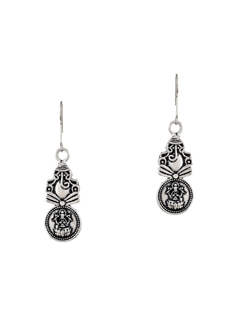 oxidised silver choker necklace with earring - 17400662 - Standard Image - 3