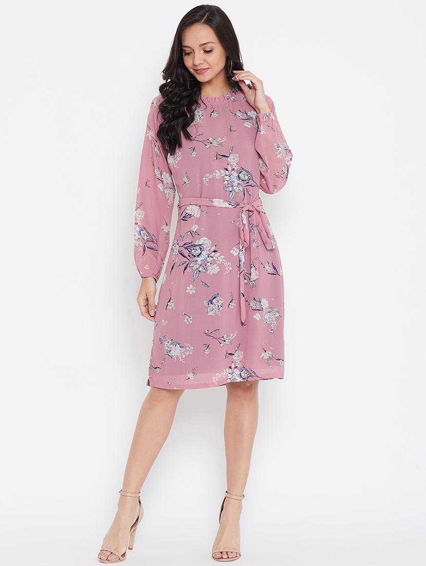 women's belted floral dress - 17435985 - Standard Image - 2