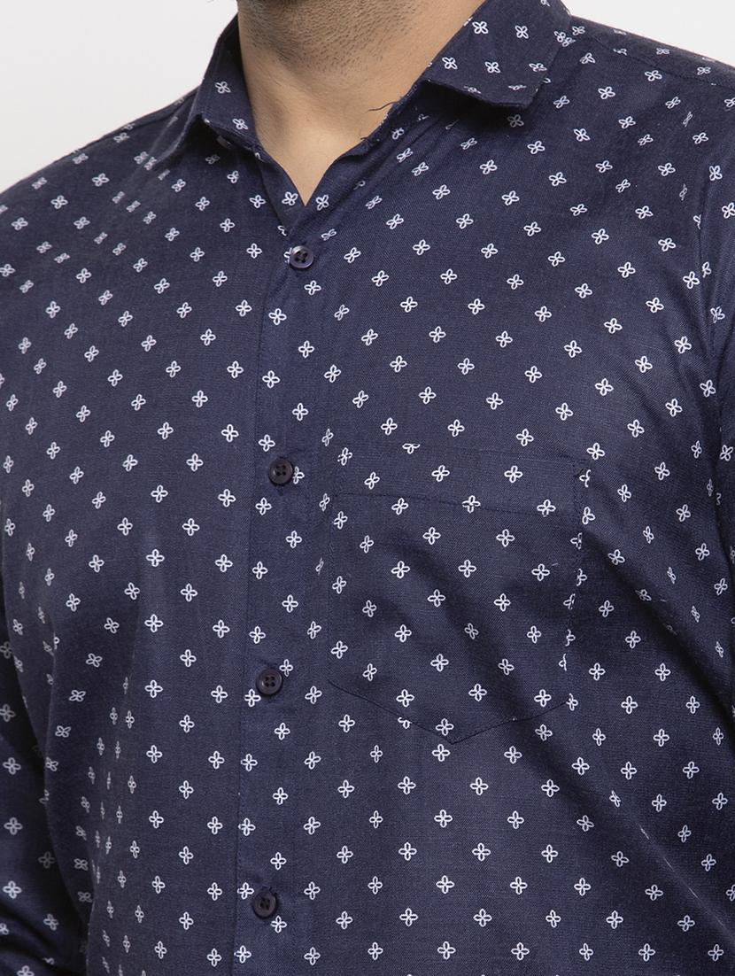 blue printed casual shirt - 17442583 - Standard Image - 4
