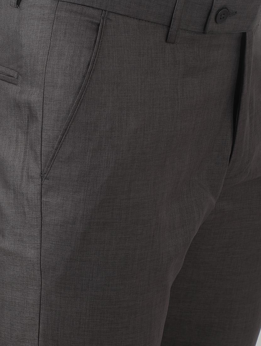 grey solid flat front formal trouser - 17543606 - Zoom Image - 4