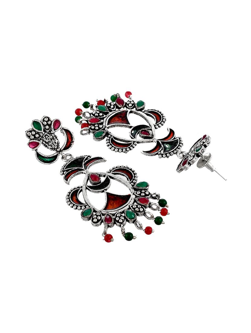 silver brass drop earring - 17546201 - Standard Image - 2