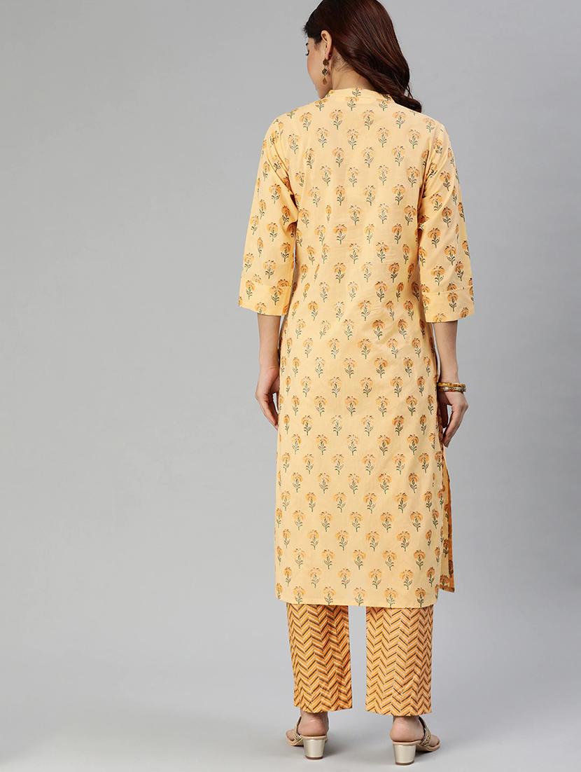 lemon sherbet floral kurta pant set - 17558447 - Zoom Image - 2
