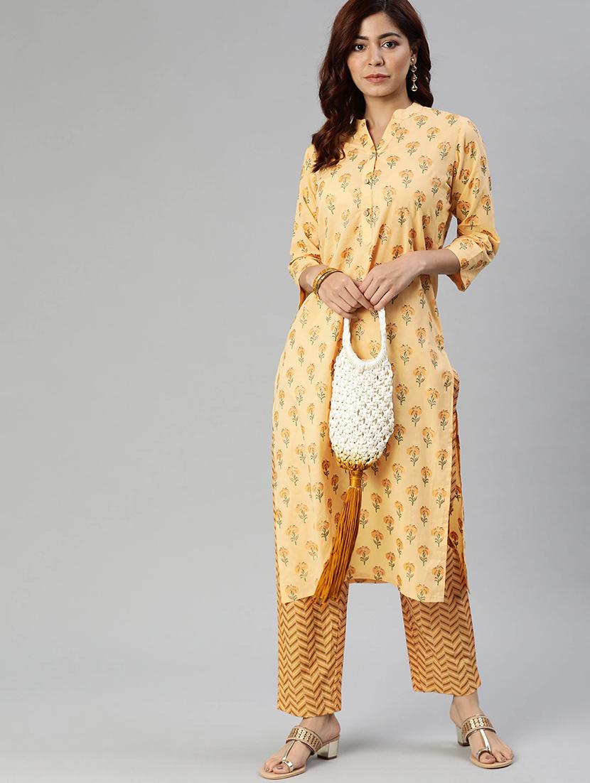 lemon sherbet floral kurta pant set - 17558447 - Zoom Image - 3