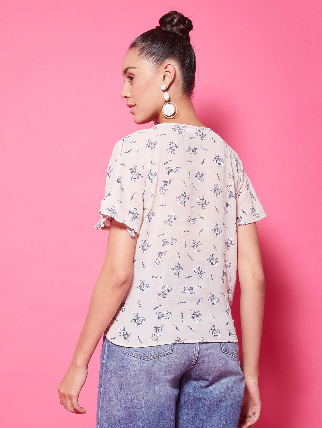 v-neck floral wrap top - 17562552 - Zoom Image - 2