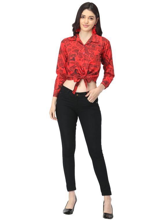 women's crop collared top - 17582178 - Standard Image - 3