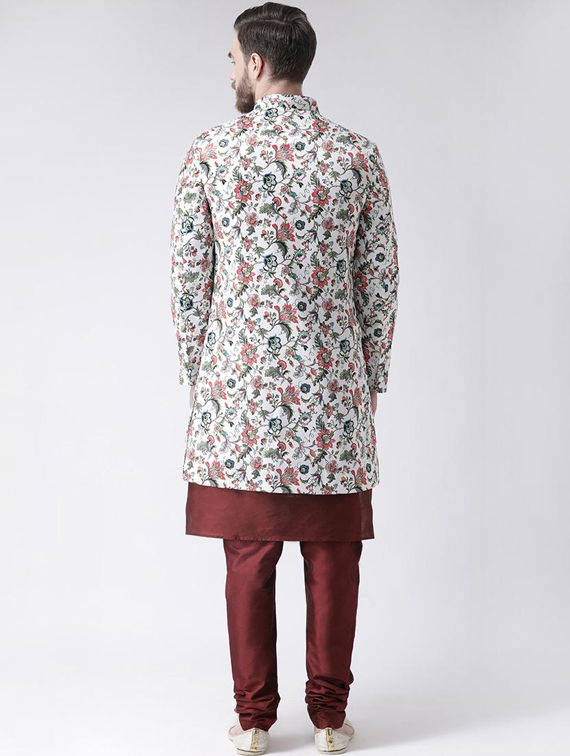 white floral print sherwani set - 17585744 - Zoom Image - 2