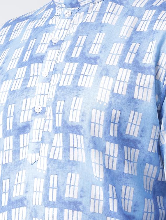 blue printed kurta pyjama set - 17585787 - Standard Image - 3