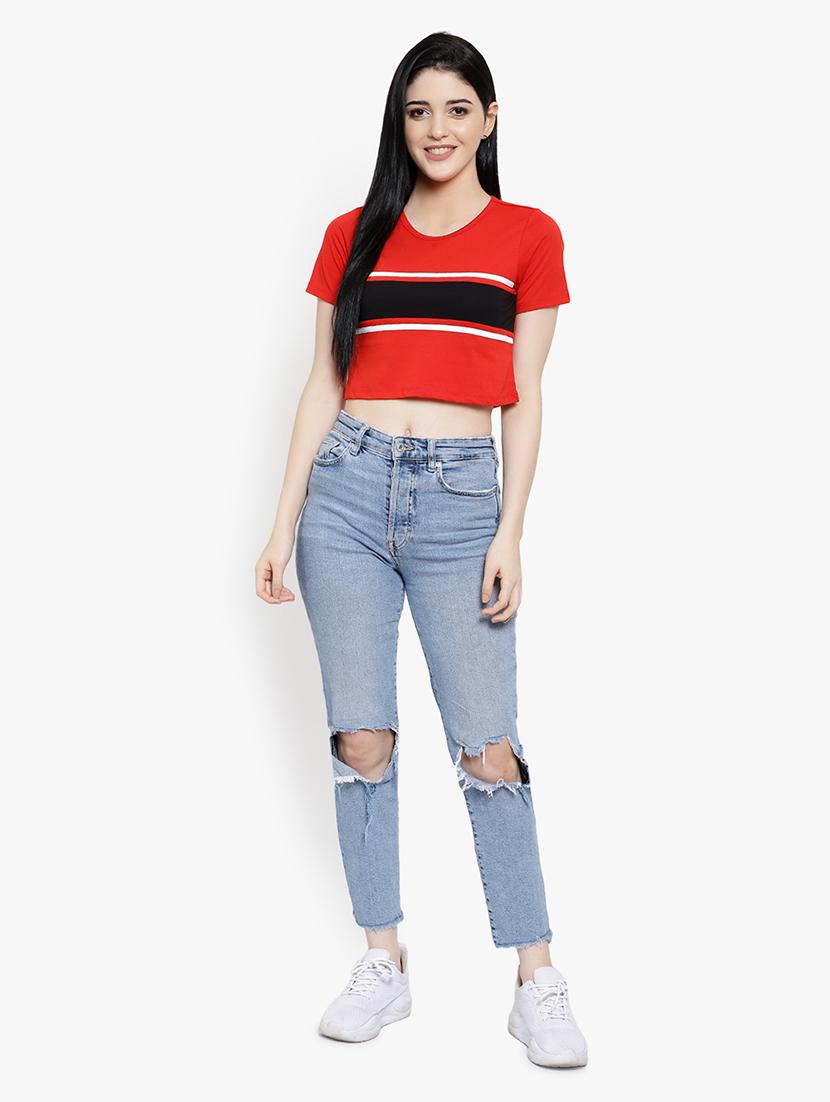 women's crop round neck t-shirt - 17596217 - Zoom Image - 4
