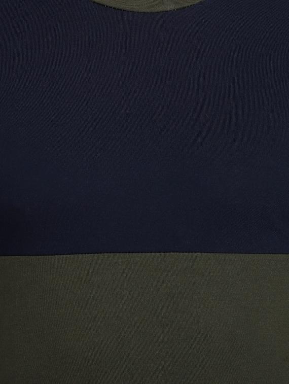olive green color block cut & sew t-shirt - 17643236 - Zoom Image - 4
