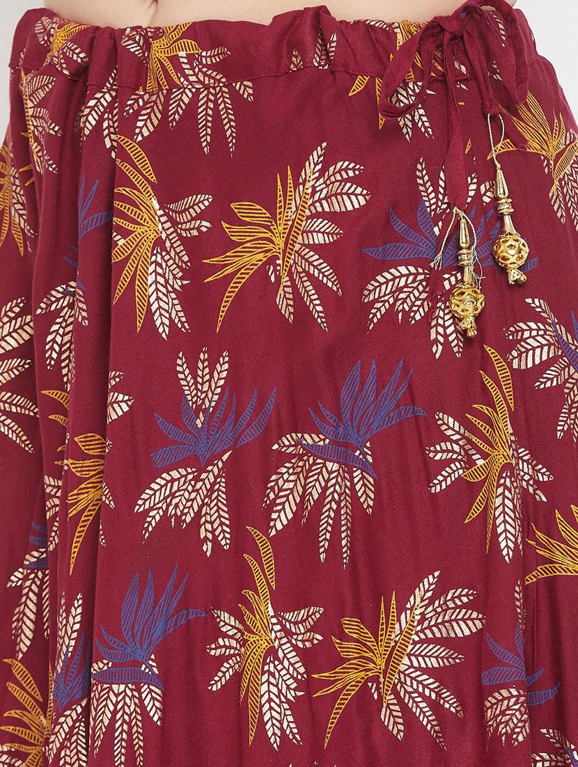 maroon rayon flared skirt - 17659242 - Zoom Image - 4