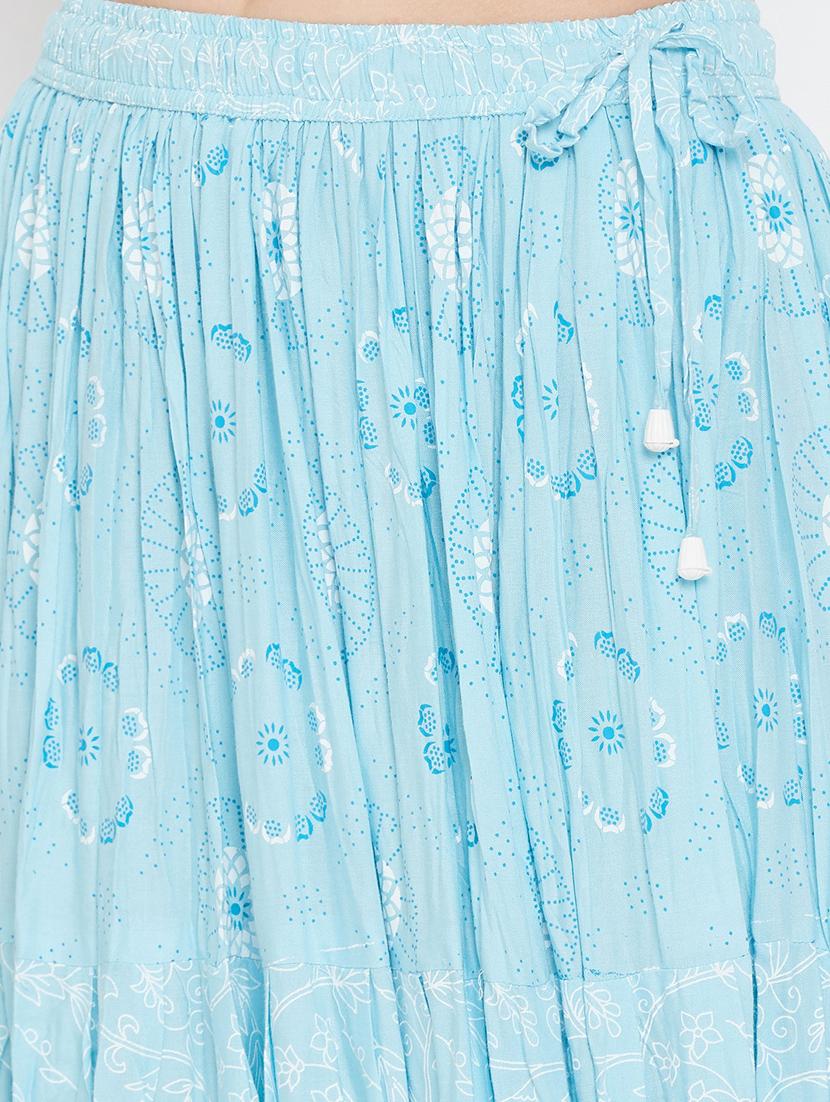 light blue rayon flared skirt - 17659268 - Zoom Image - 4