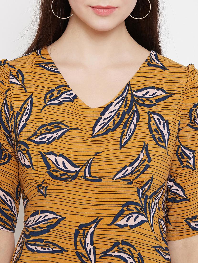 women's leaf print dress - 17669196 - Standard Image - 4