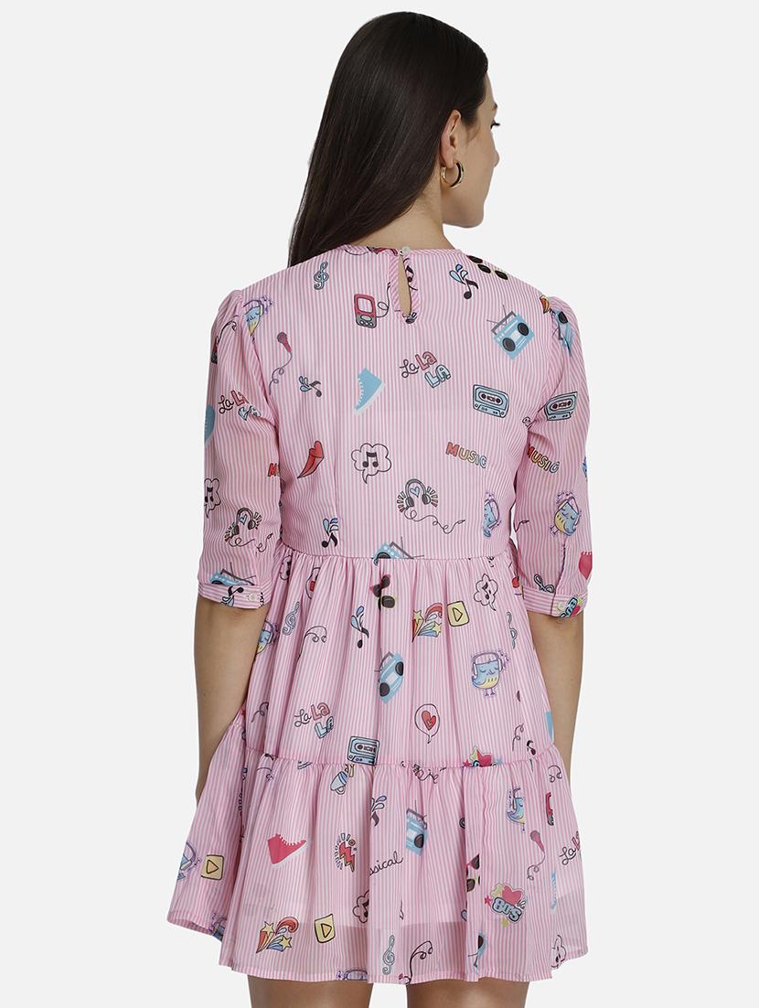 women's tiered dress graphic dress - 17693213 - Standard Image - 2
