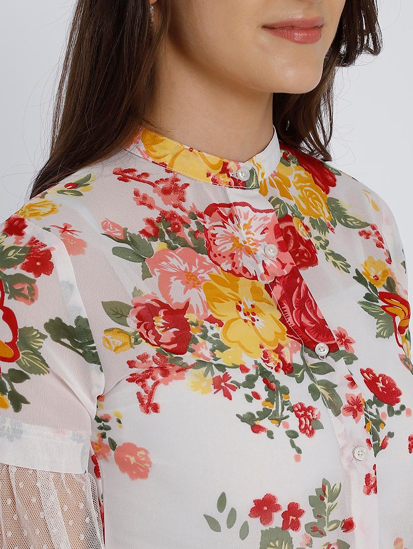 women's straight mandarin neck top - 17693235 - Standard Image - 4