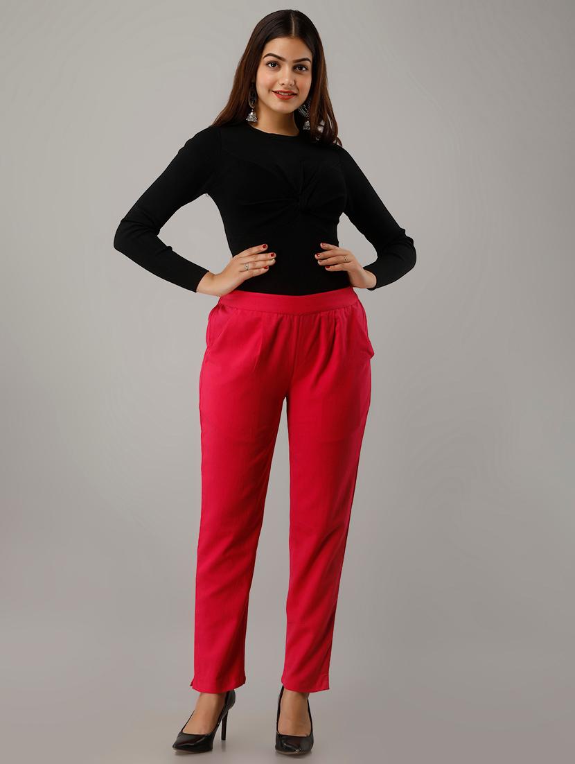 women solid pleated cigarette pants - 17714818 - Zoom Image - 3