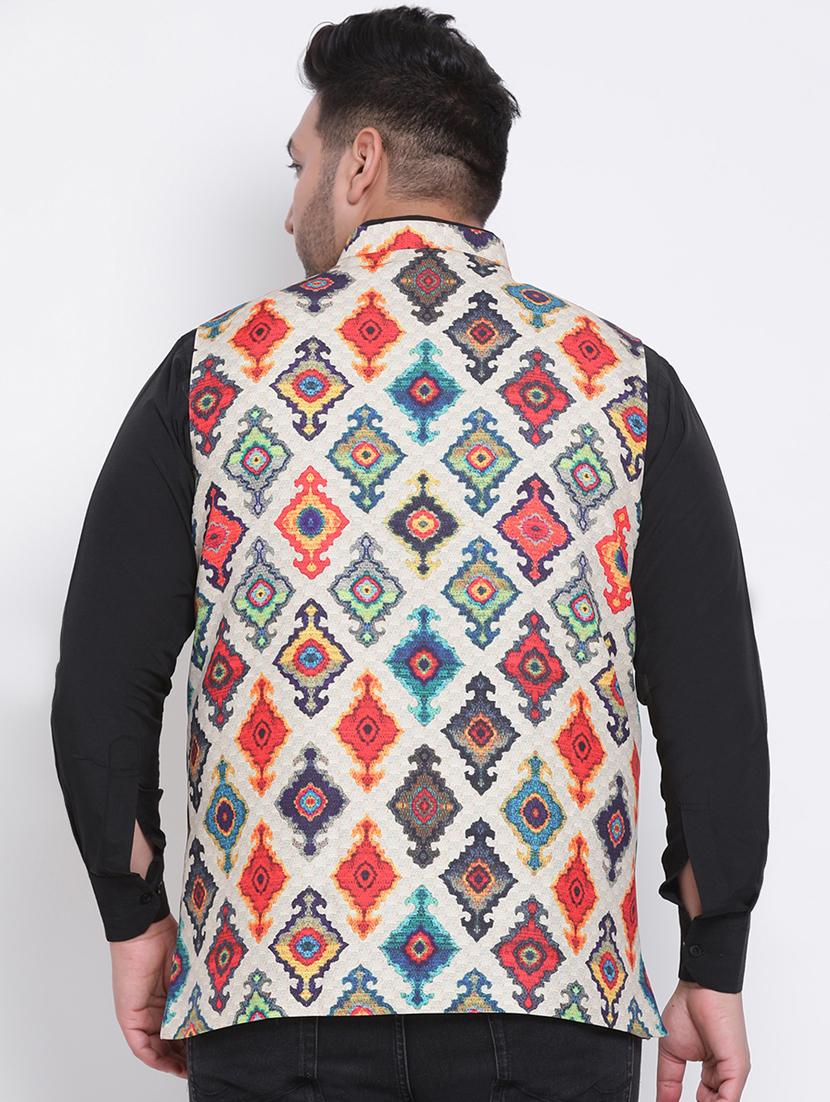 multi colored printed nehru jacket - 17718815 - Standard Image - 2