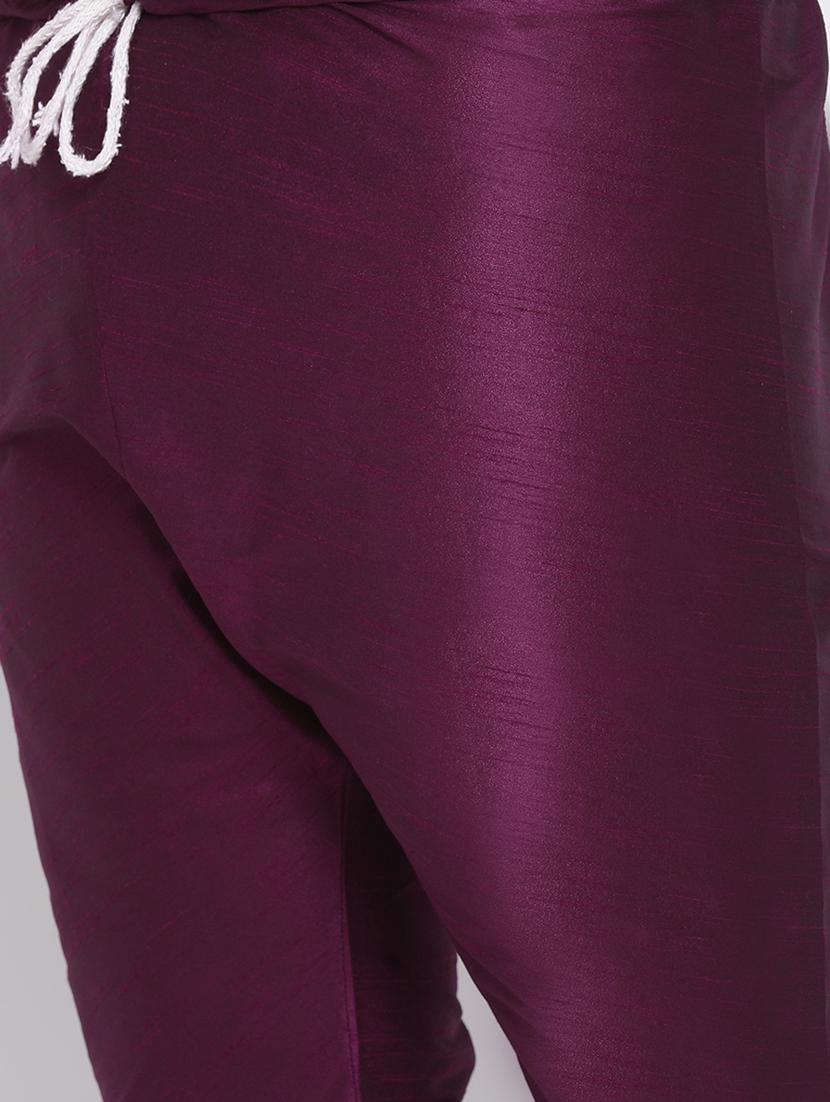 purple kurta pyjama set with white floral jacket - 17718826 - Standard Image - 4