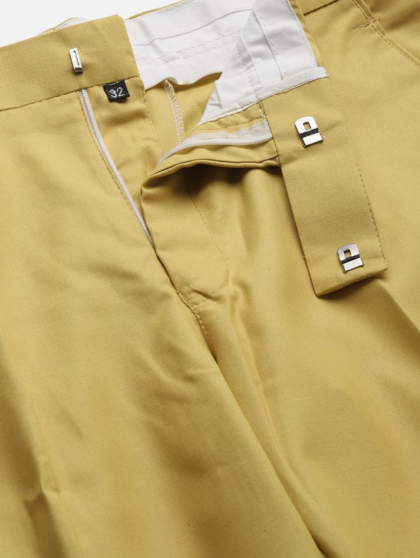 yellow solid flat front formal trouser - 17733815 - Zoom Image - 4