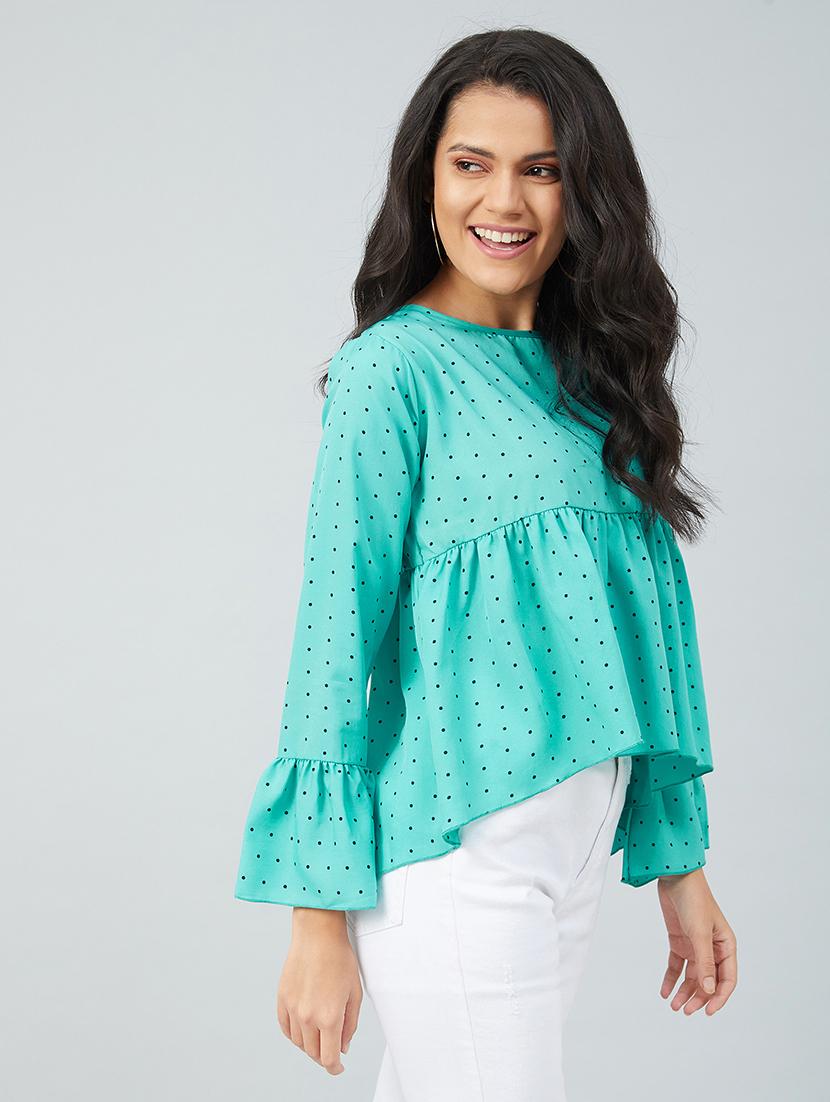 women's peplum crew neck top - 17739273 - Standard Image - 2