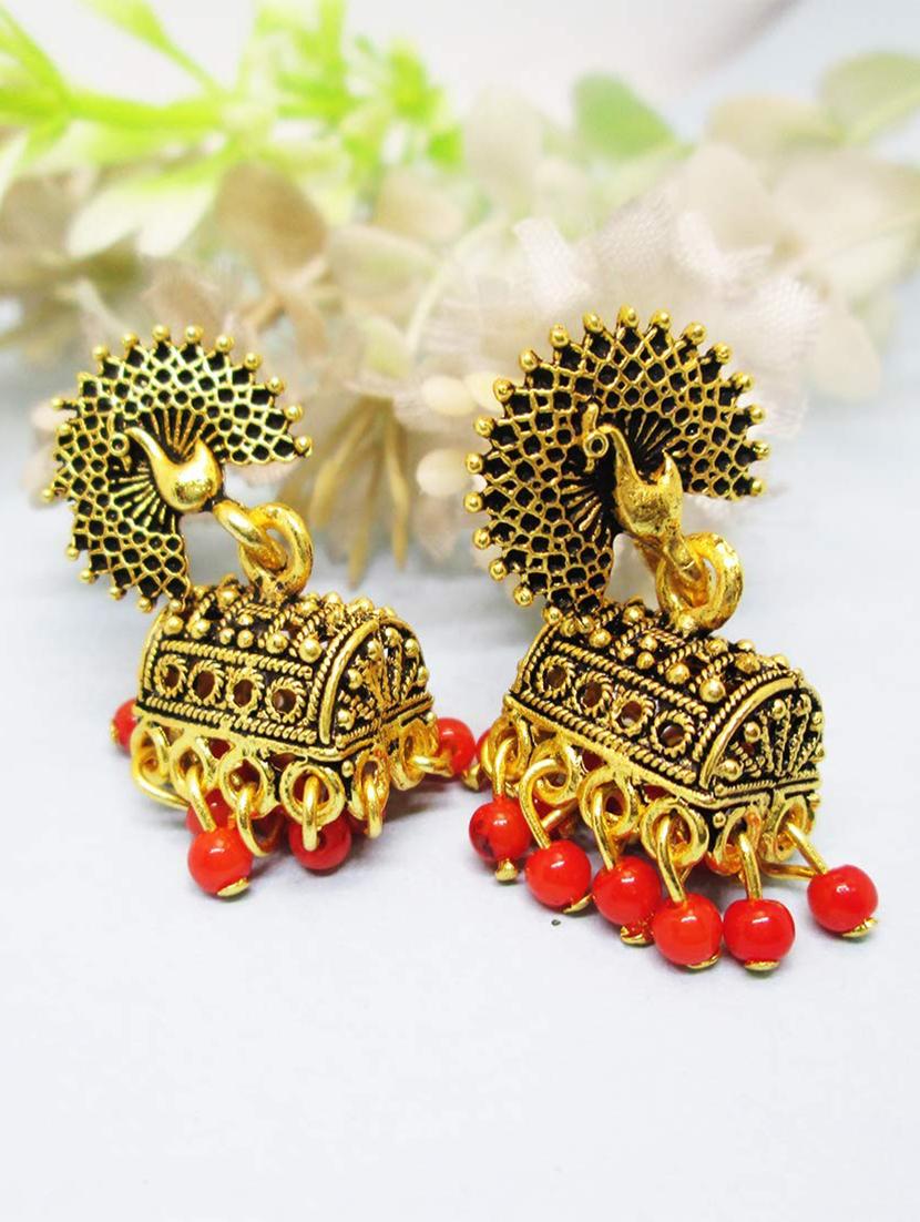 happy stoning 12 pairs of traditional peacock inspired jhumki - 17760471 - Standard Image - 7