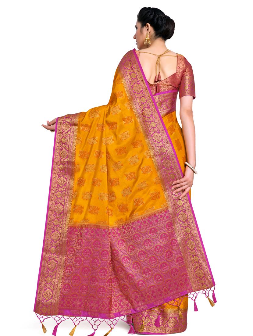 women's self design mustard colored saree - 17770713 - Standard Image - 2