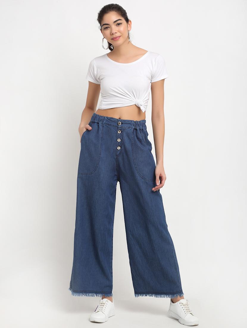 mid rise denim palazzo - 17785545 - Zoom Image - 3