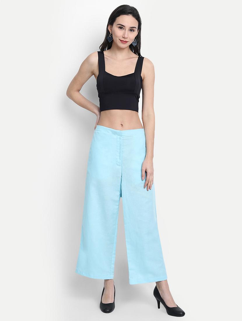 women solid mid rise wide leg trouser - 17832553 - Zoom Image - 3