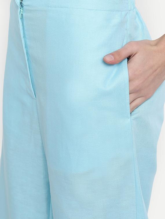 women solid mid rise wide leg trouser - 17832553 - Standard Image - 4