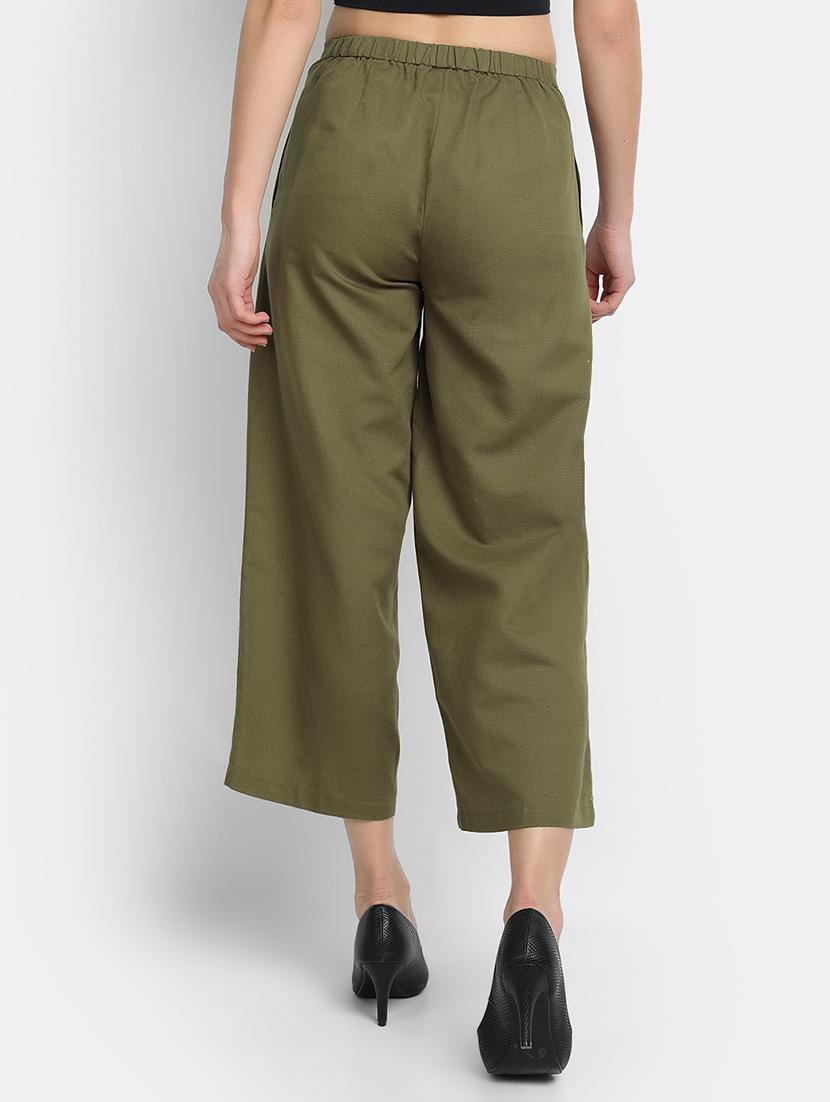 women solid mid rise wide leg culottes - 17832555 - Standard Image - 2