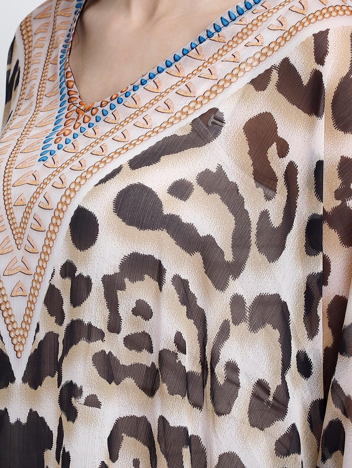 v-neck printed kaftan dress - 17837757 - Standard Image - 4