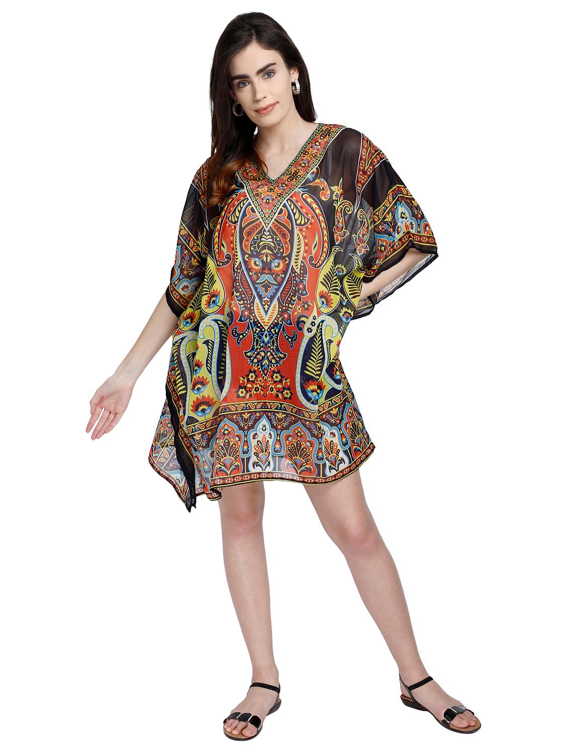 v-neck paisley kaftan dress - 17837758 - Standard Image - 3
