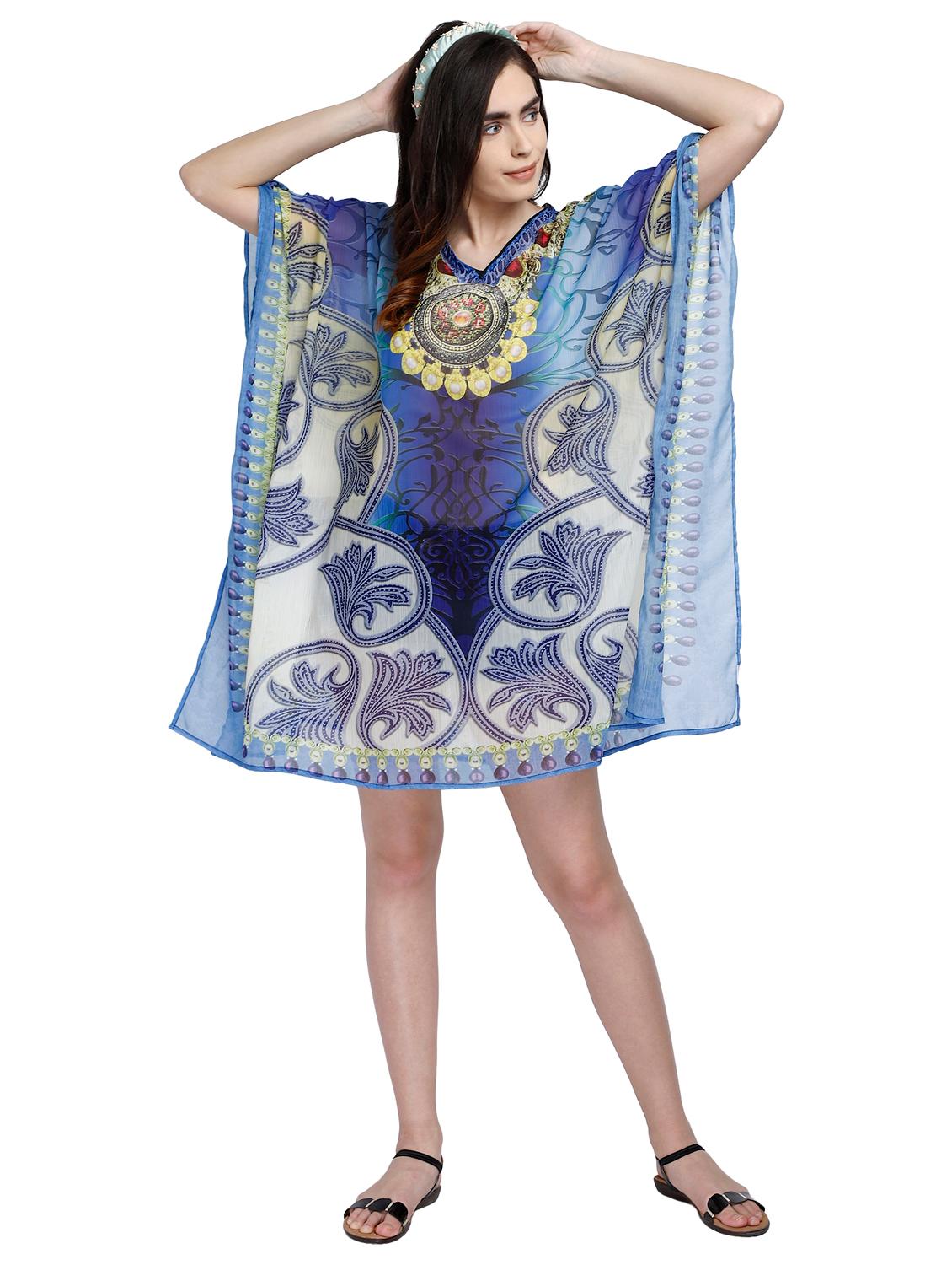 v-neck printed kaftan dress - 17837769 - Zoom Image - 3