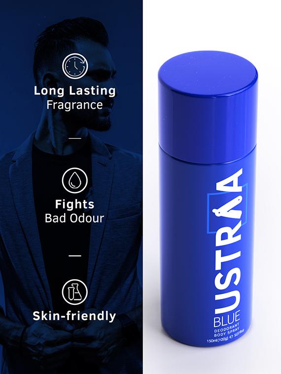 ustraa blue deodorant - 150 ml, face wash oily skin - 200 g & de-tan face scrub - 100g - 17847508 - Standard Image - 2