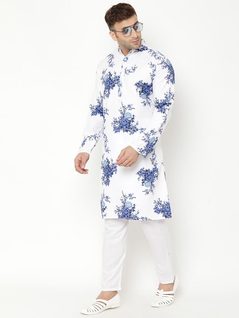white floral print kurta pyjama set - 17855781 - Standard Image - 4