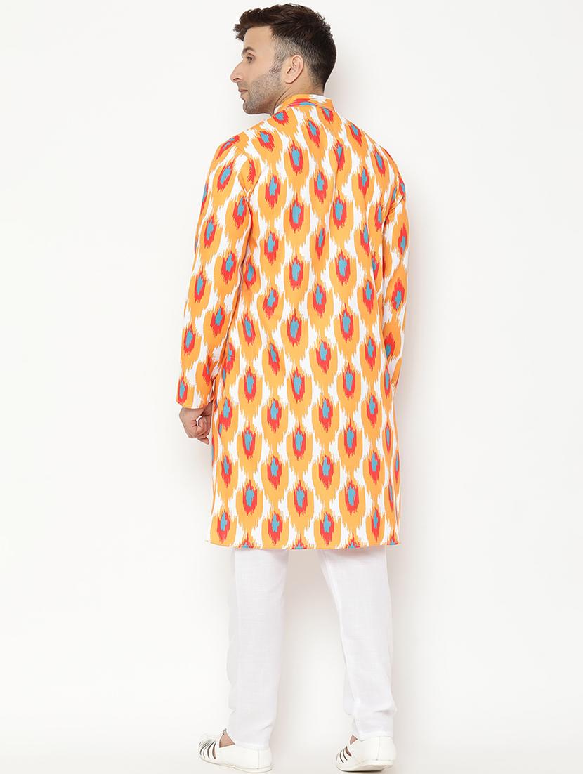 orange printed kurta pyjama set - 17855843 - Standard Image - 3