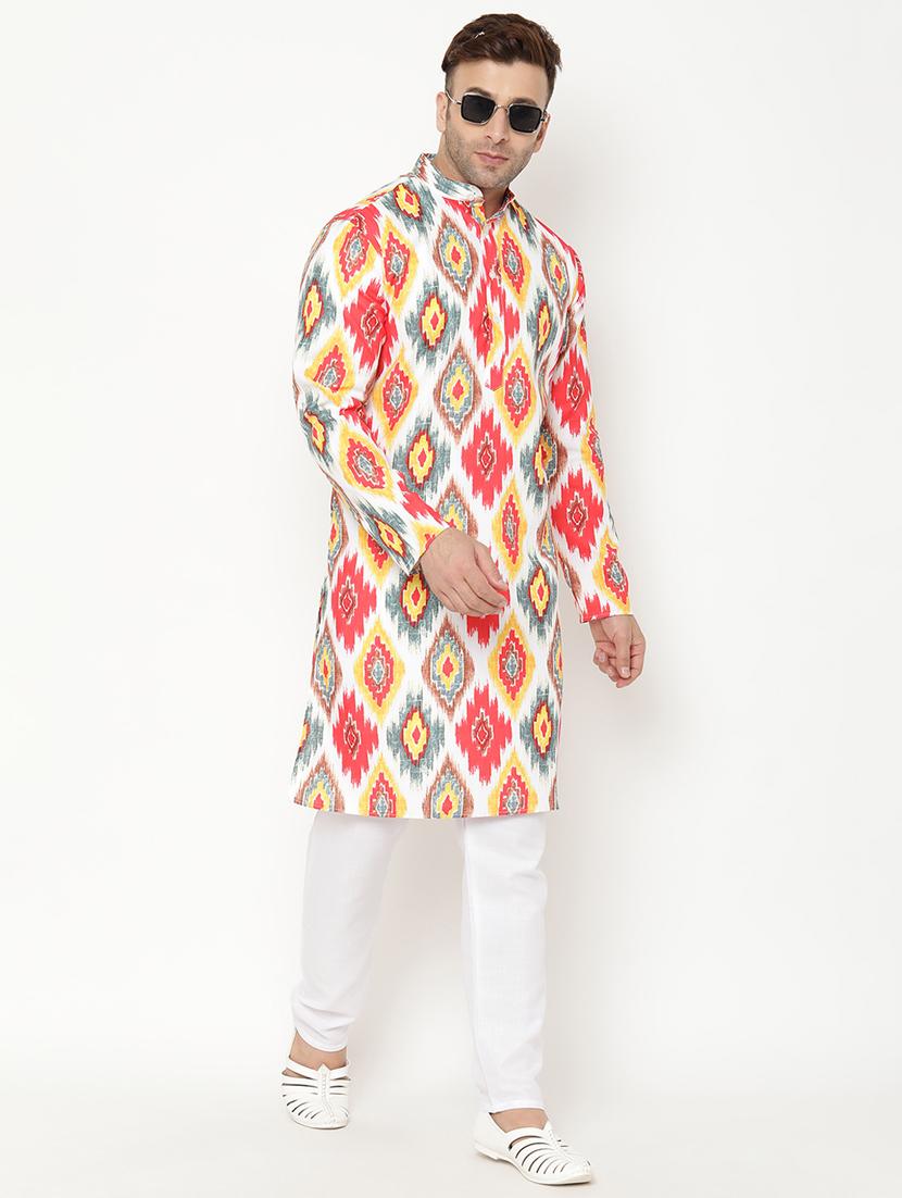 white printed kurta pyjama set - 17855845 - Standard Image - 4
