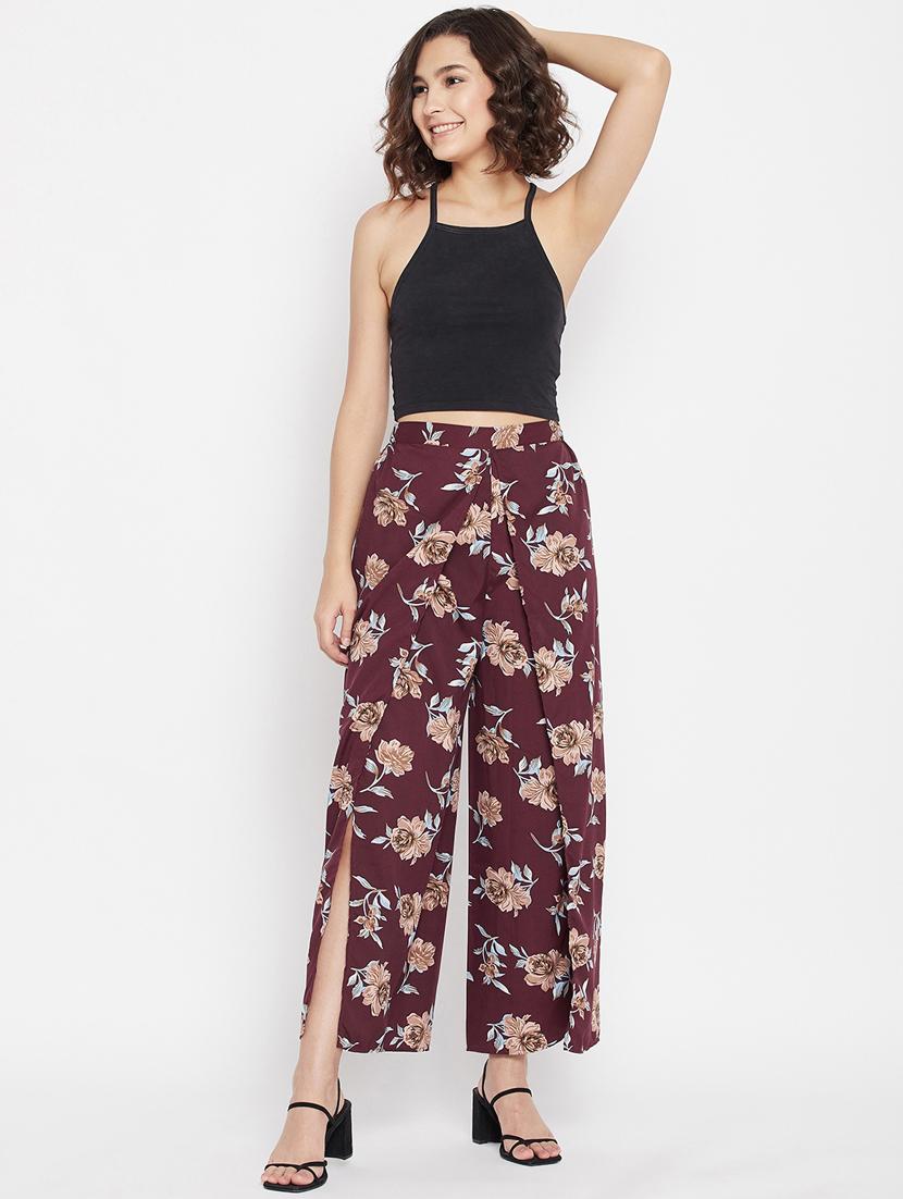 printed flat front wide leg overlap trouser - 17906907 - Zoom Image - 3