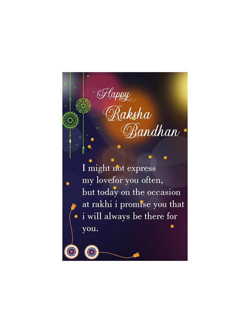 set of 2 rakhi with roli chawal kankawati thali and greeting card - 17909905 - Standard Image - 5
