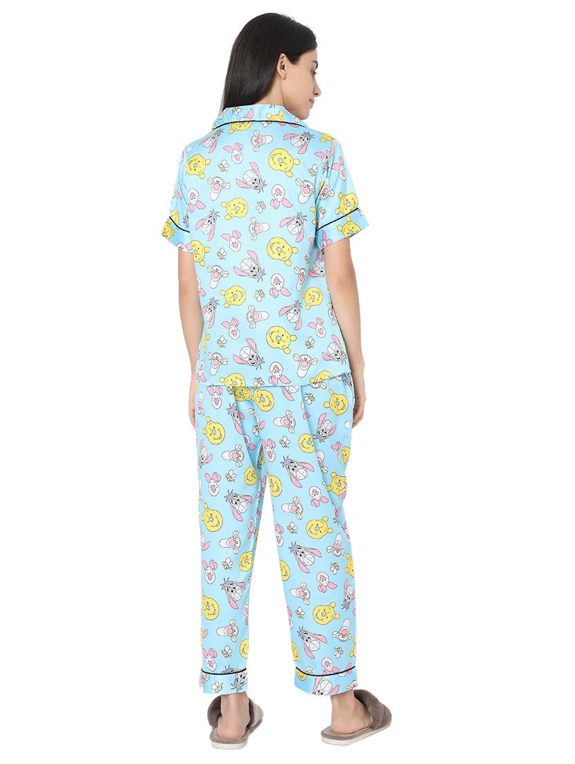 shirt collar printed nightwear pajama set - 17948275 - Standard Image - 2