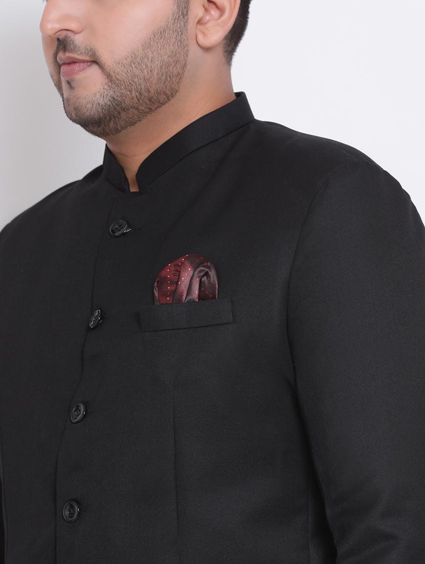 black solid bandhgala blazer - 17975815 - Standard Image - 4
