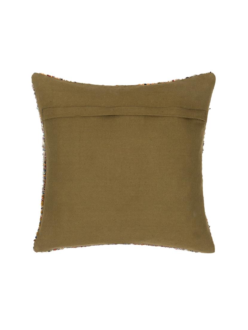 mezposh motley green & multi wool quirky tasselled/ cushion cover with zari (16"x16") - 17977812 - Zoom Image - 2