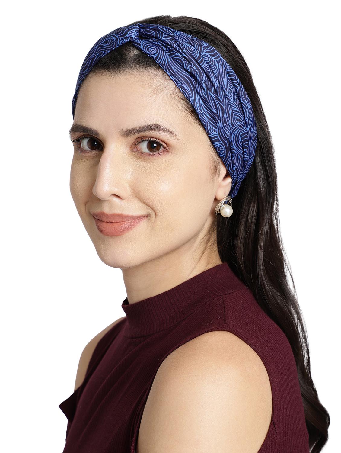 blue printed viscose headband and scrunchy combo pack - 17987259 - Zoom Image - 4